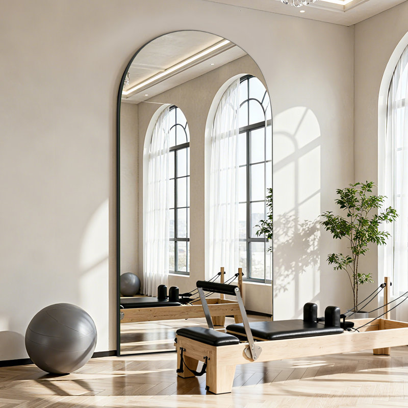 Oversized Arched Frameless Full Length Floor Mirror with Stand, Wall Mounted or Leaning Mirror for Bedroom, Home Gym, Living Room, Entryway
