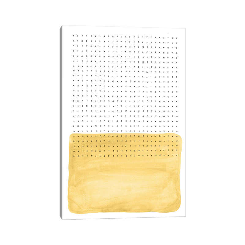 Abstract Mustard And Points by Whales Way - Painting on Canvas, Wrapped Canvas, 30.48cm H x 20.32cm W x 1.91cm D