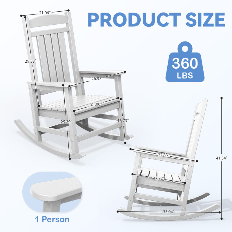 Chaise berçante en PEHD Adirondack, Blanc