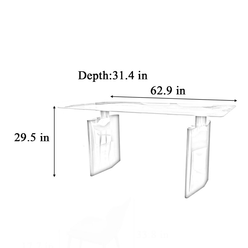 Domela Metal Base Dining Table, White, 29.5"H x 62.9"L x 31.4"W