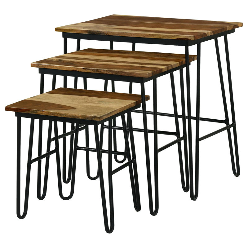 Ensemble de 3 tables gigognes avec pieds en épingle à cheveux