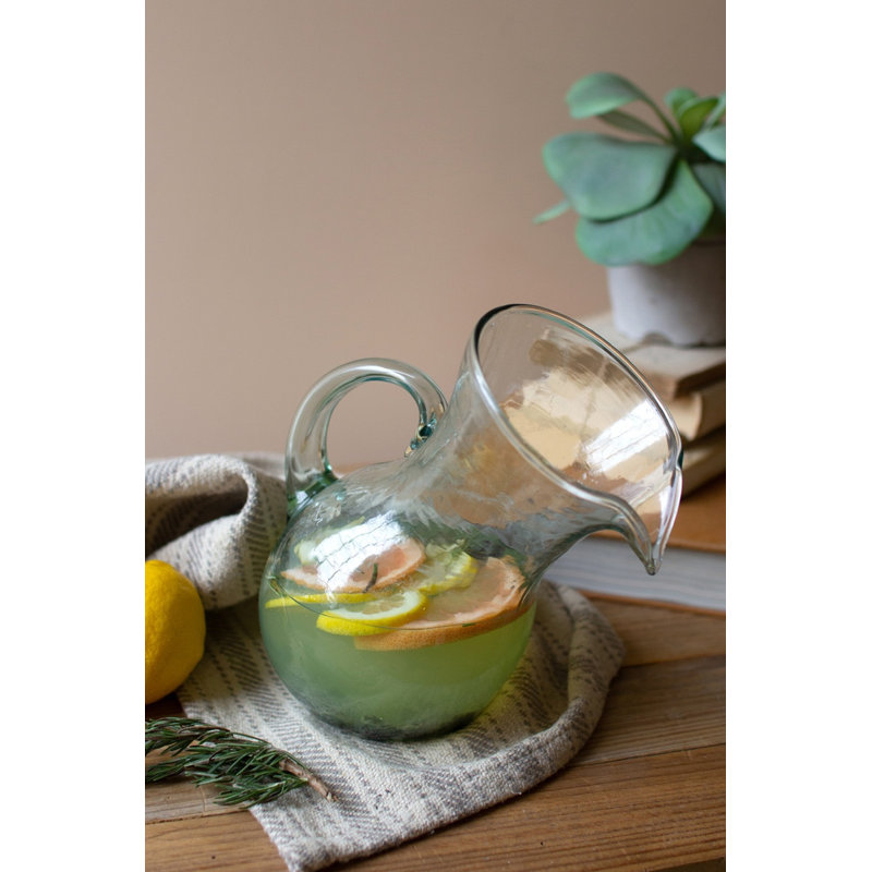  Petit vase en verre recyclé soufflé à la main H 8 po transparent