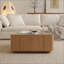 Table basse carrée avec tiroirs de rangement, table basse moderne en bois avec plateau en verre, tables de centre de table de thé pour le salon