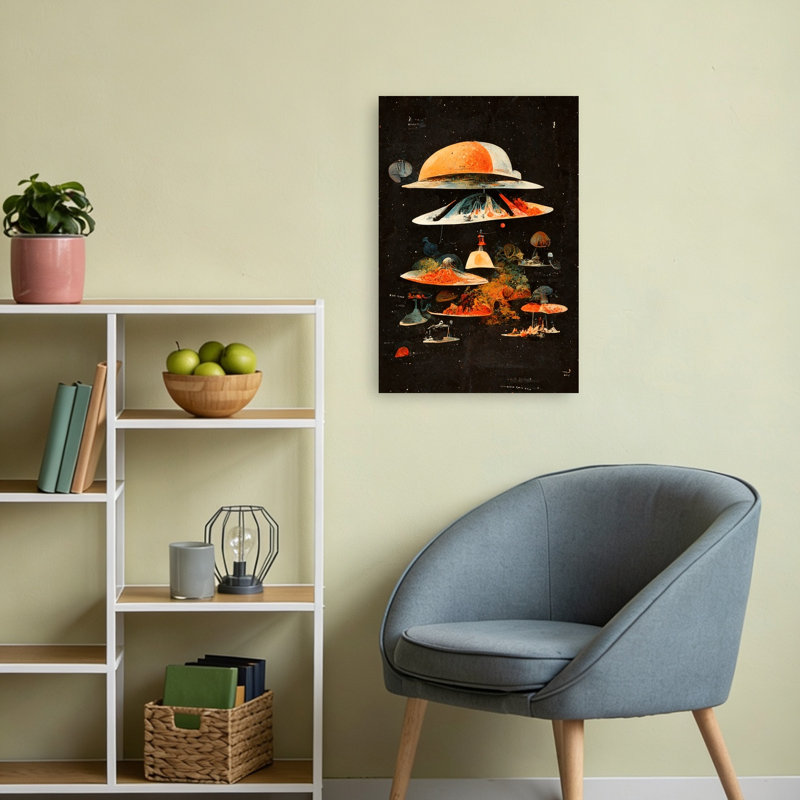 Celestial Layers Colorful Mystical Retro Landscape Nature Wall Art Print by Treechild - Wrapped Canvas Print