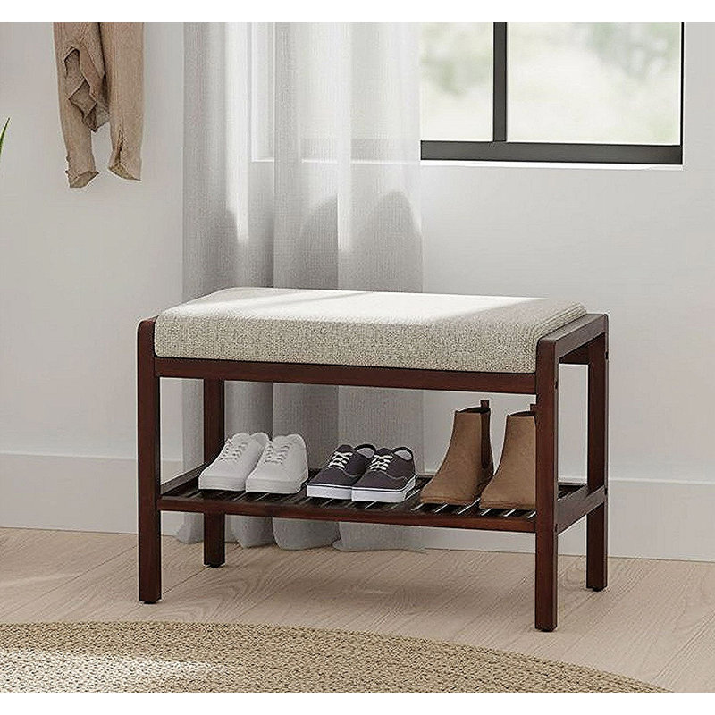 Banc rembourré en acacia, Acajou