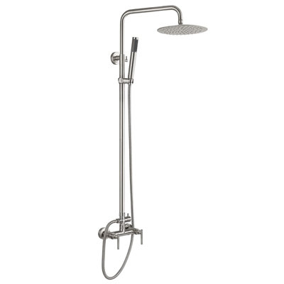 Temperature Controlled Stainless Steel Wall Mounted Outdoor Shower with Detachable Shower Head and Footwash Spout