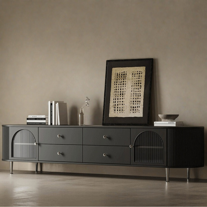Meuble télé moderne et luxueux, 94.49", Noir, noir, noir, noir
