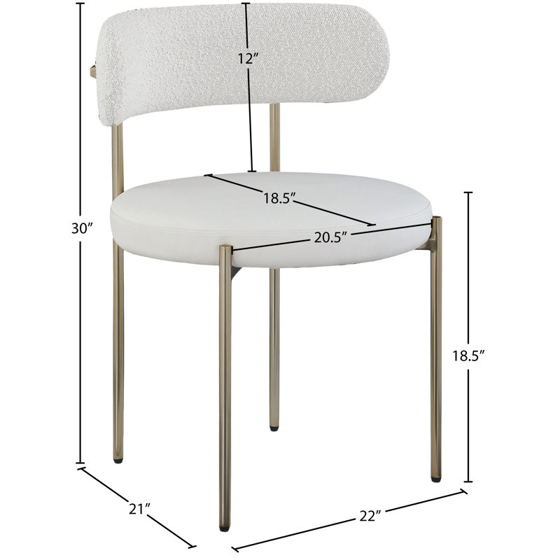 Chaise d'appoint Beacon, Tissu crème bouclé, Laiton brossé