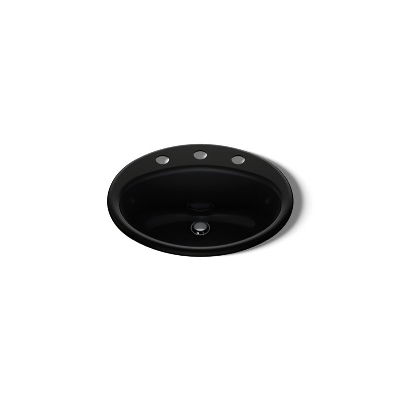 Farmington Metal Oval Drop-In Bathroom Sink with Overflow, Cashmere, 8" Center