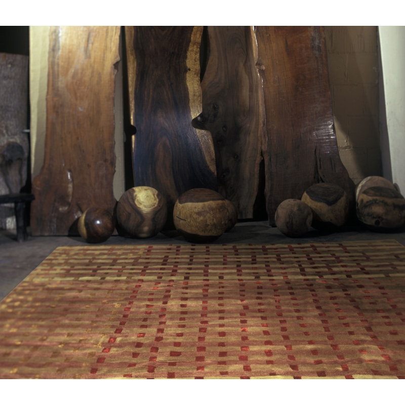 Rag Wool Striped Area Rug in Beige/Gold/Red