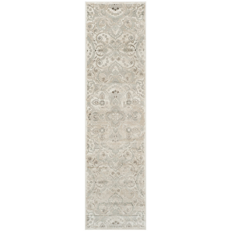Attamore Viscose Oriental Rug in Cream, Runner 2'2" x 8'