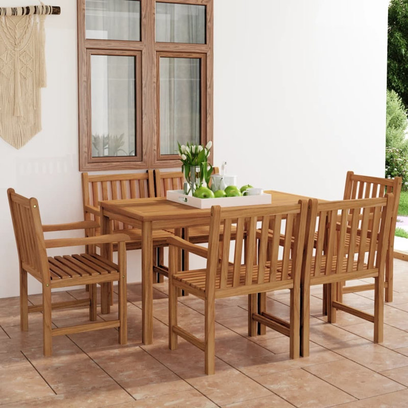 Meece 4 - Person Teak Patio Dining Set with Rectangular Table