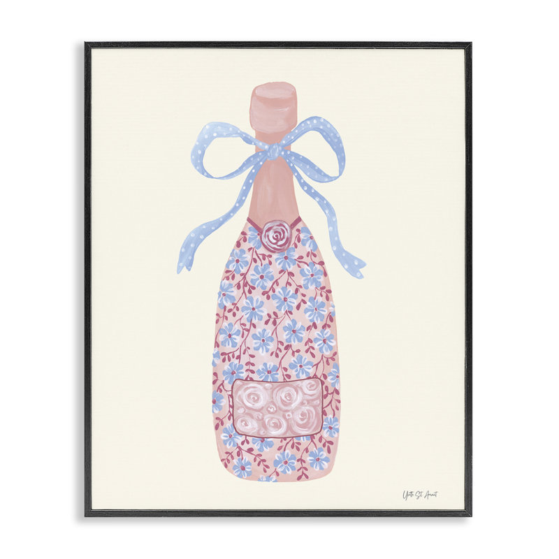 Giclée encadrée pastel Coquette Champagne, design par Yvette St. Amant, H 14 po x l 11 po, Giclée encadrée noir minuit