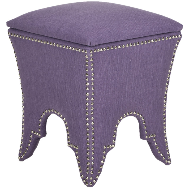 Upholstered Ottoman, Silver, Lavender