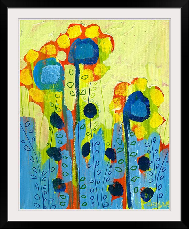 Nolani «In the Tall Blue Field» - reproduction d'art, H 32 po x l 27 po x P 1 po, Cadre noir