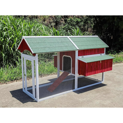  Red Barn Wooden Chicken Coop With Run Hen House Nesting Box Backyard Covered Enclosure