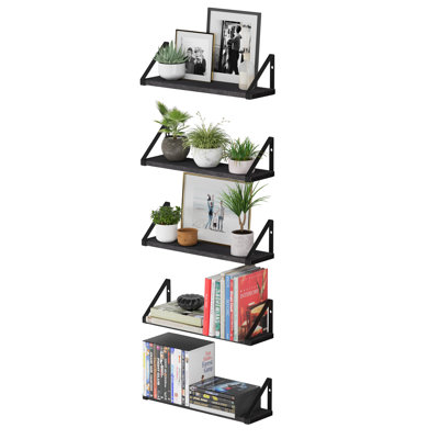 Ternate 5 Piece Wall Mounted Shelves, Hanging Shelves for Living Room, Special Finish Options