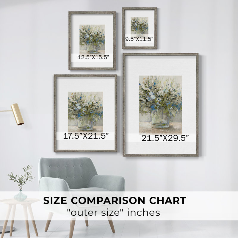 Floral Impression Framed Print - Solid Wood 50874, 11" H x 9" W