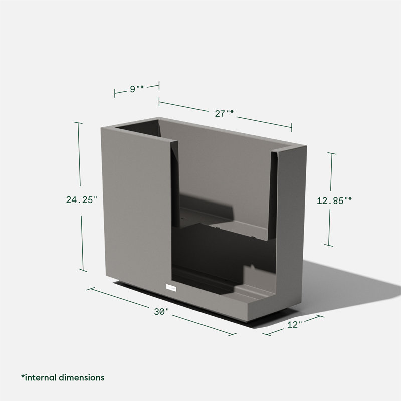 Gray Rectangular Polypropylene Outdoor Planter, 24" x 30"