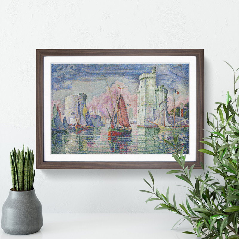 Port of La Rochelle by Paul Signac - Picture Frame Painting, 36cm H x 48cm W x 2cm D, Walnut Framed