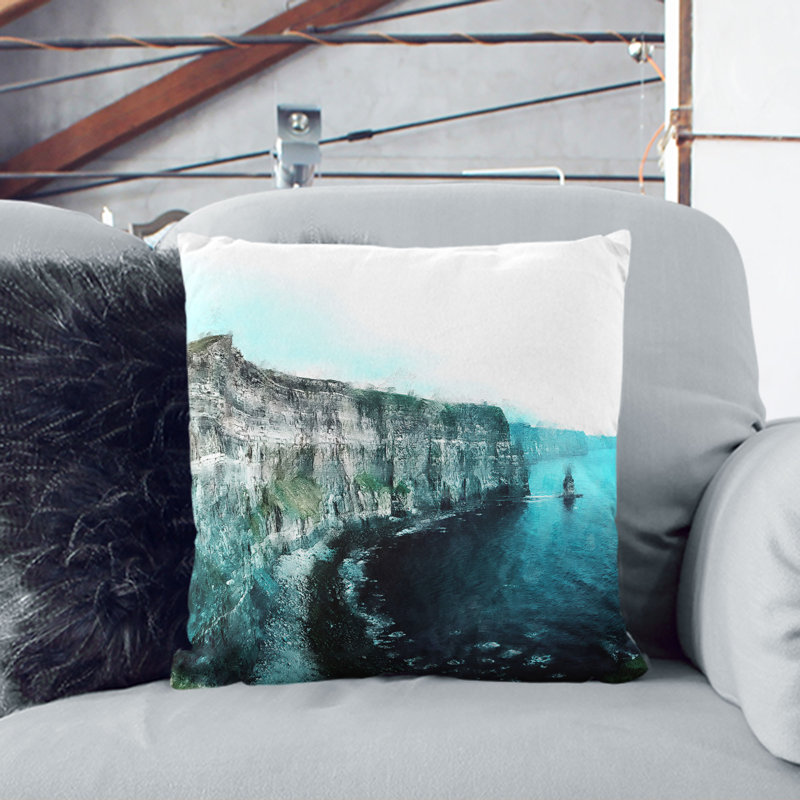 Square Cushion, 55cm H x 55cm W x 20cm D, Grey/Turquoise/Black