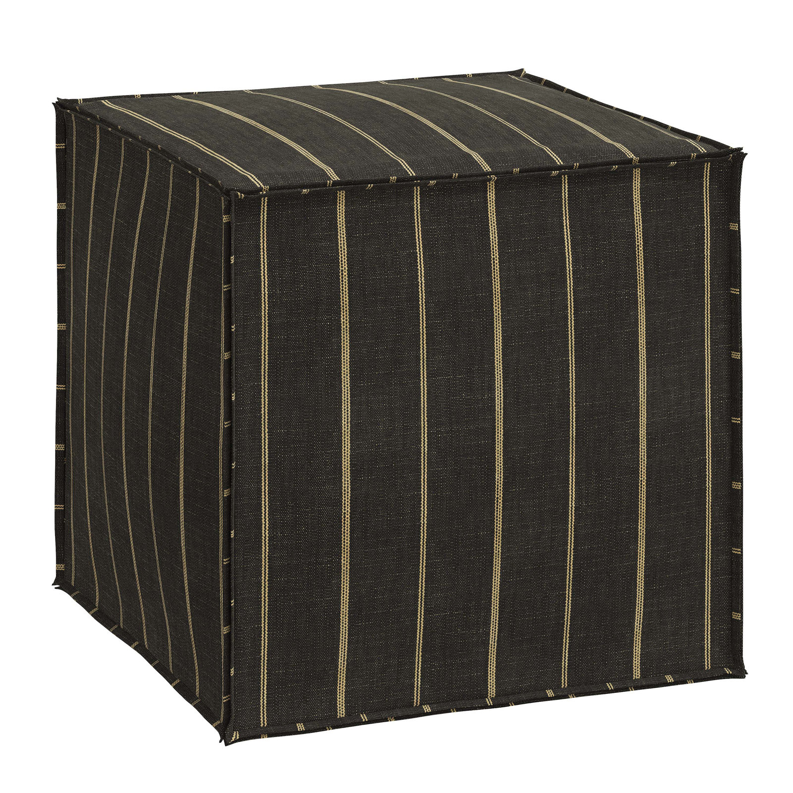 Esmerelda Upholstered Ottoman, Fritz Peppercorn Stripe
