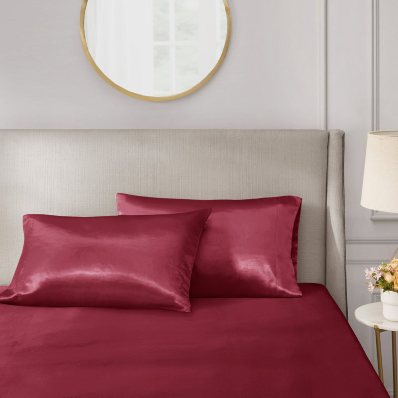 Taies d'oreiller 2 pièces Satin Luxury, Taie d'oreiller taille très grand, Rouge