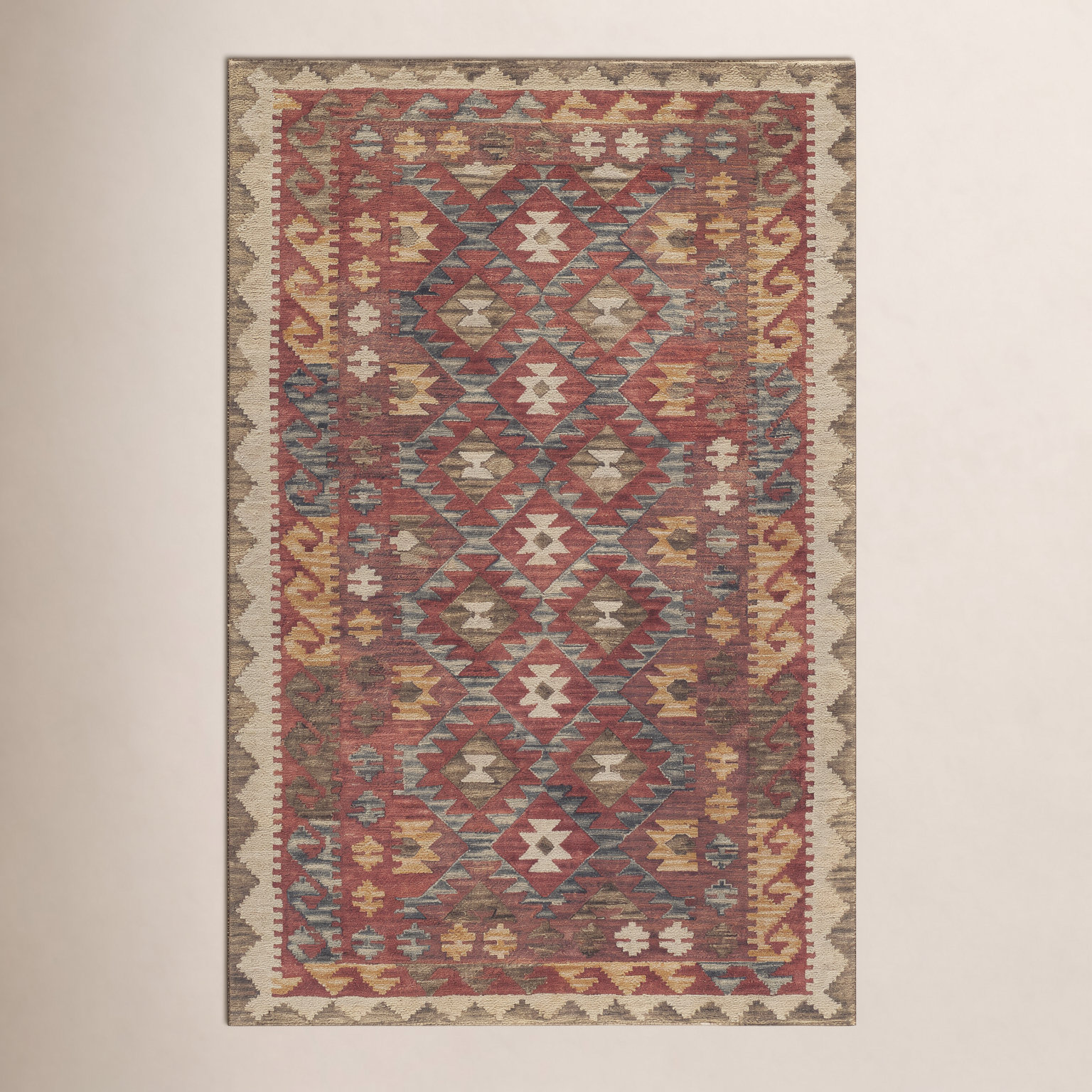 Fiona Red Hand-Tufted Wool Southwestern Rug, Runner 2'3" x 8'