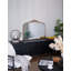Console de 40 po x 31 po à conception arquée dorée de style classique et cadre d'inspiration baroque pour le salon-67312545