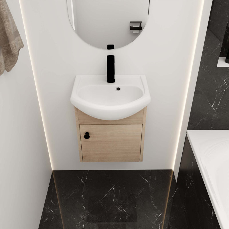 Meuble-lavabo 18 po avec lavabo en céramique, fixation murale