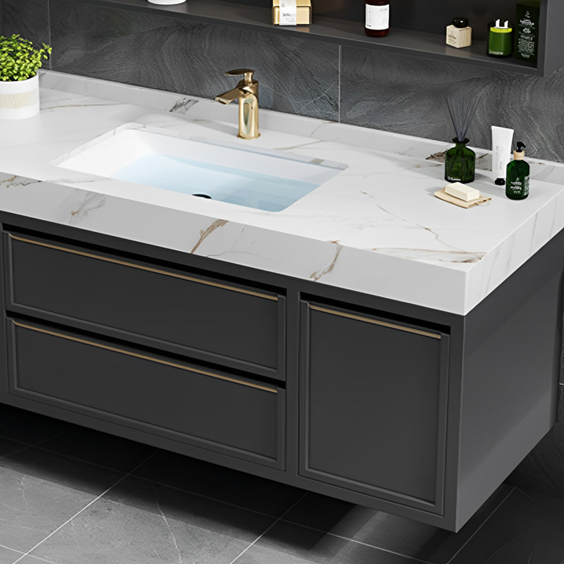Meuble de salle de bain lumineux de style moderne et luxueux, H 21,65 po x l 70,87 po x P 21,65 po