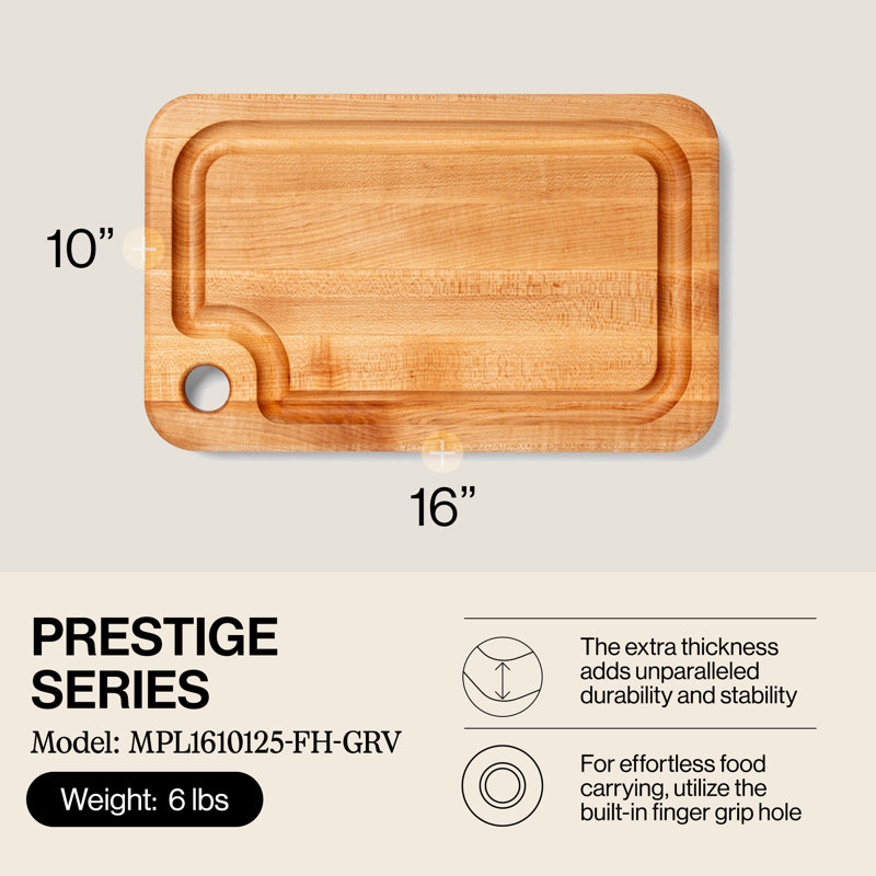 John Boos Prestige Series Maple Cutting Board with Juice Groove, 16" x 10"