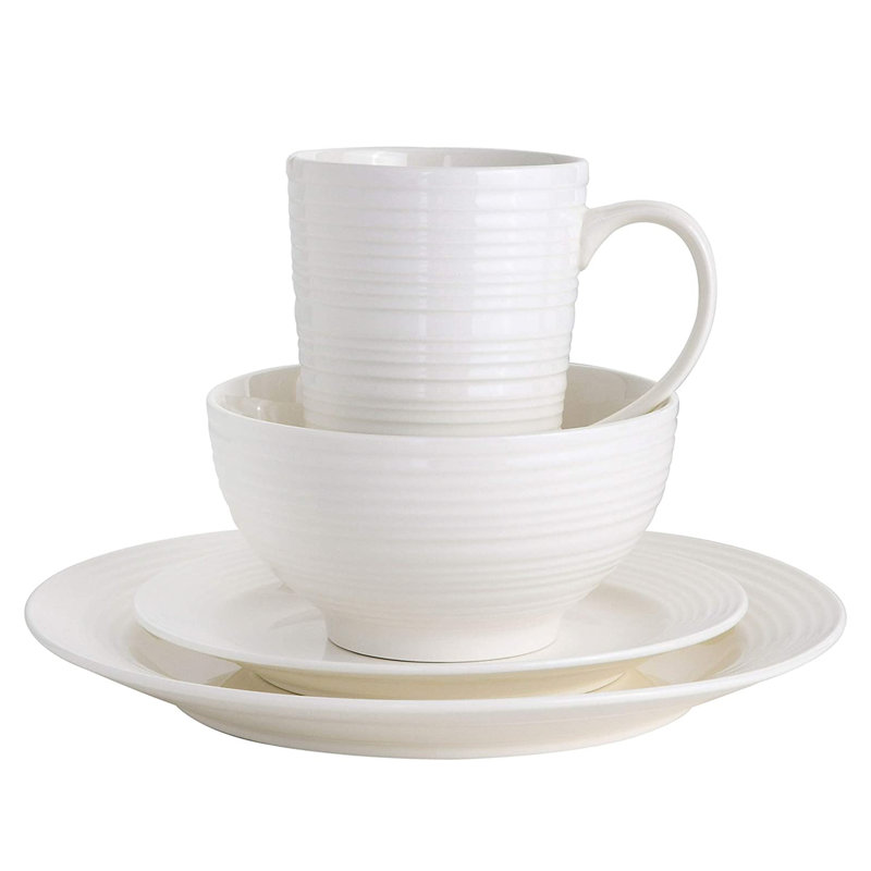Amelia Court White Porcelain 16-Piece Dinnerware Set