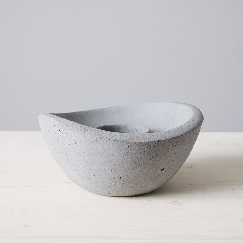 Gray StoneCast Wave Tabletop Gel Fire Pit