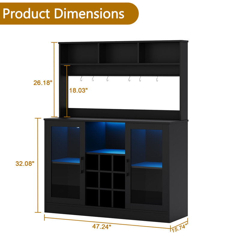 Wine Bottle & Glass Rack Black