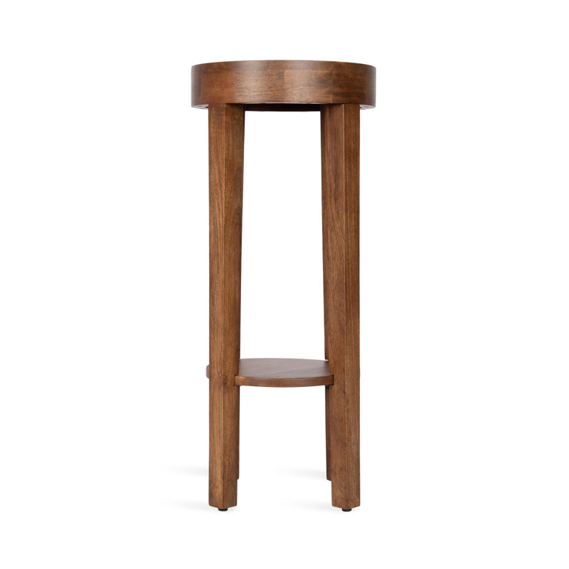 Avaria Modern Round Mango Wood Side Table, Brown