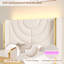 Lit pour enfant avec lumières DEL et rangement, structure de lit plateforme à oreilles rembourrée en velours, silencieux, taille simple-299569054-299569055