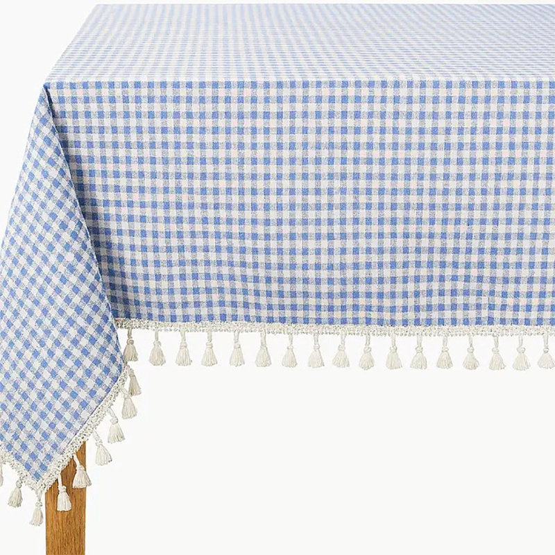 Nappe carrée en mélange de coton, Bleu, 70 po x 55 po
