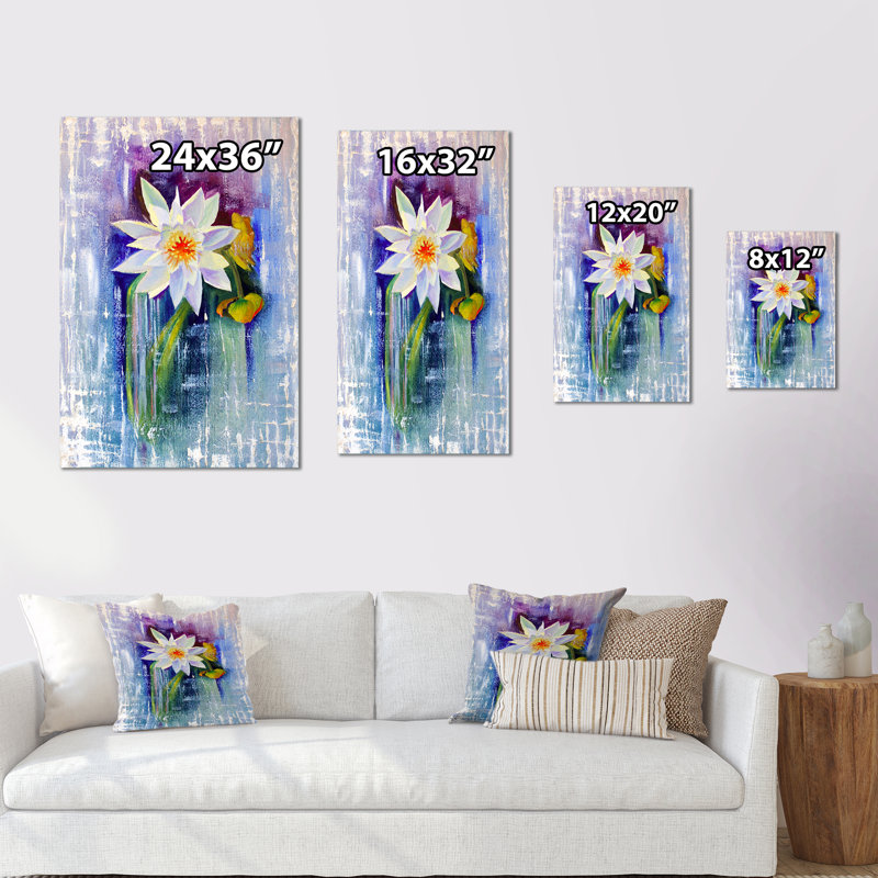 Lys blanc avec huile - reproduction d'art sur toile, H 12 po x l 8 po x P 1 po, Toile tendue