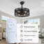 Ventilateur de plafond en cage en rotin noir Angelyca avec ensemble d'éclairage et télécommande-1625707486