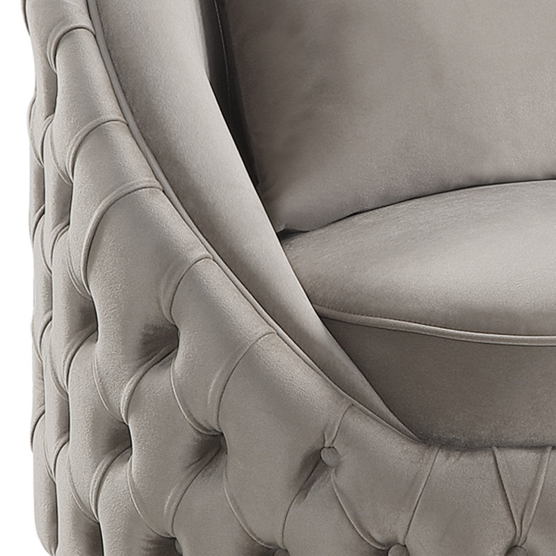 Chaise en velours 33 po Valorie, Velours taupe