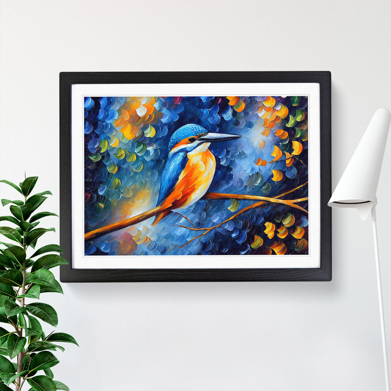Kingfisher Bird Vol.3 Abstract - Framed Print, Black, 25cm H x 34cm W x 2cm D