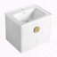 Meuble-lavabo à fermeture en douceur avec lavabo - fixation murale - blanc brillant-1458010488