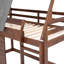Lit superposé simple en bois avec toit, échelle et 2 fenêtres, chêne et gris fumé