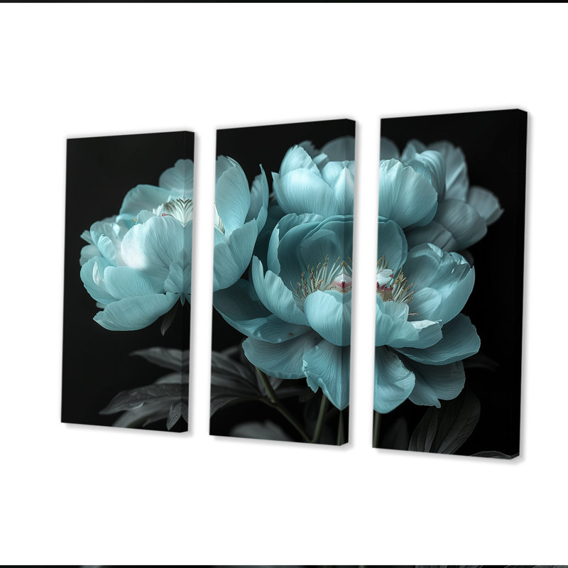 Ensemble d'art mural Runkle - pivoines, Toile tendue, H 32 po x l 48 po x P 1 po