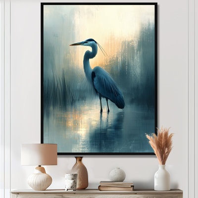 Auron Minimalism Heron At The Farm Lake I - Heron Wall Art