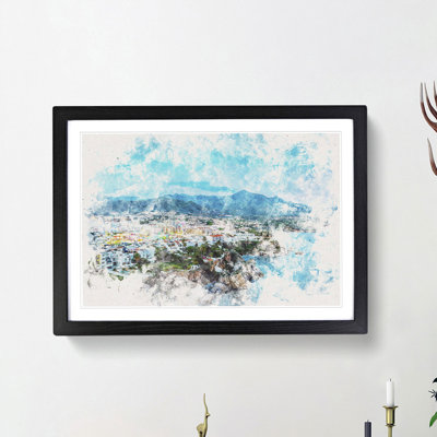 Skyline of Nerja in Spain - Picture Frame Painting Print