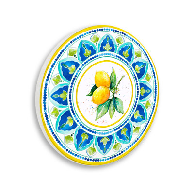Plaque murale motif méditerranéen avec citrons, design par Patricia Pinto