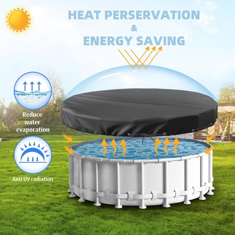 Housse de patio ronde pour piscine, housse de spa résistante aux rayons UV, H 10 po x l 185 po x P 185 po