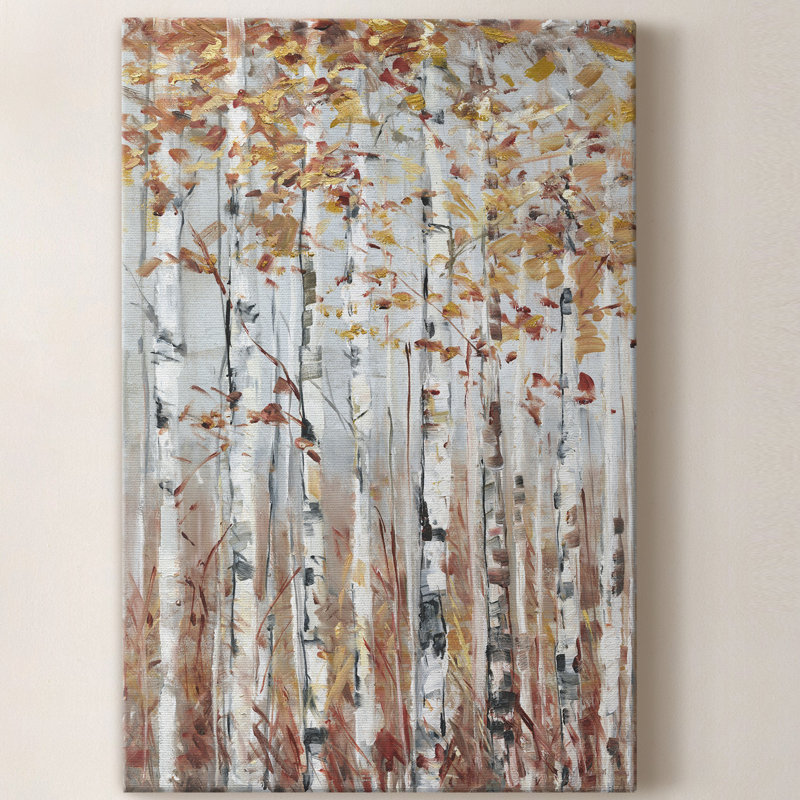 Forêt de cuivre - peinture sur toile tendue, H 12 po x l 8 po x P 1 po